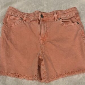 Girls Peach Denim Shorts